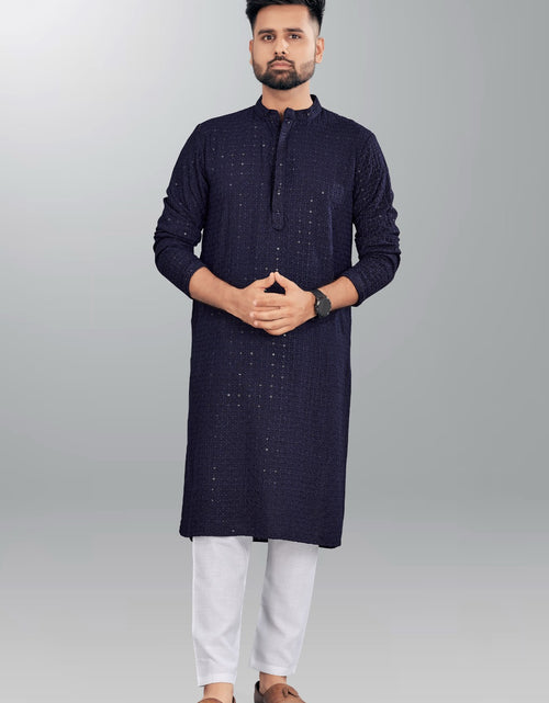 Men's Lucknowi Handcrafted Cotton Chikankari Kurta - NC053213 –  Nazranachikan